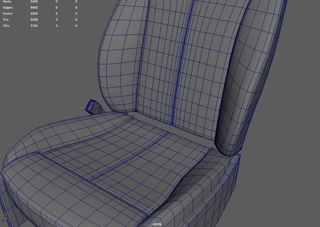 Car Seat 04 Low-poly 3D model_15