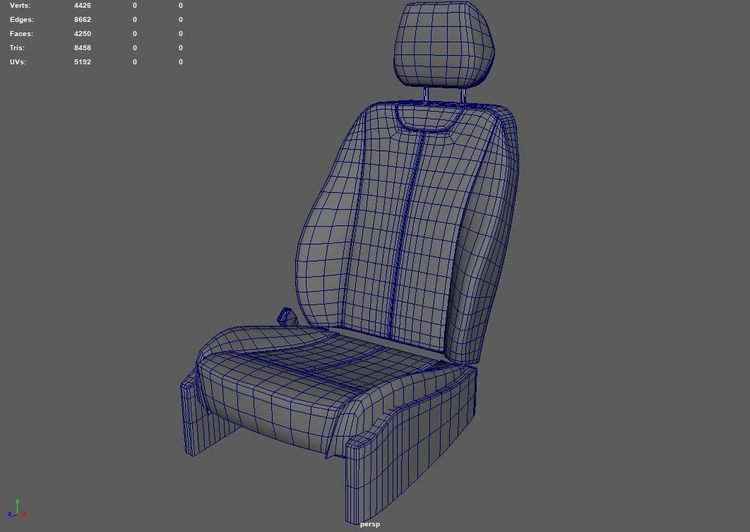 Car Seat 04 Low-poly 3D model_10