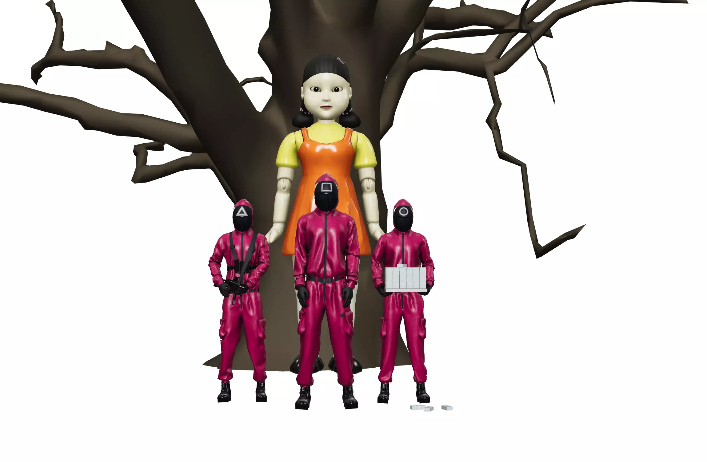 squid game 3D models Doll Surveillance Low-poly 3D model_0