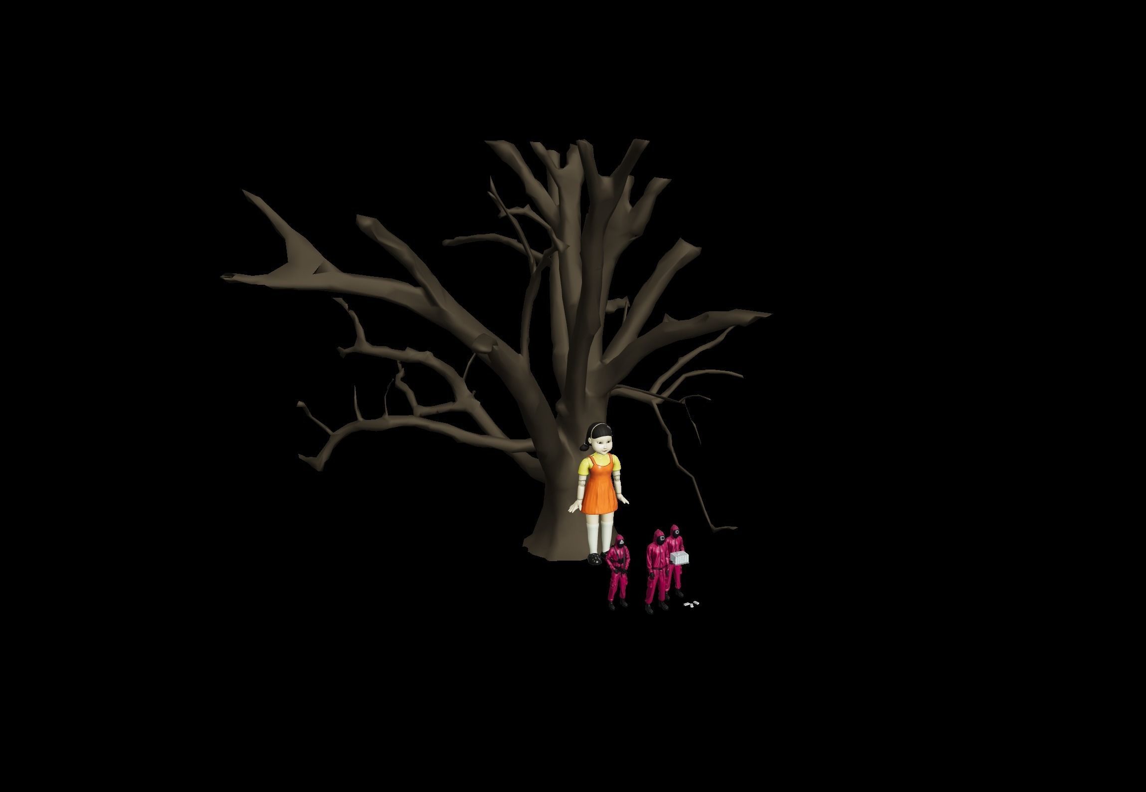 squid game 3D models Doll Surveillance Low-poly 3D model_1