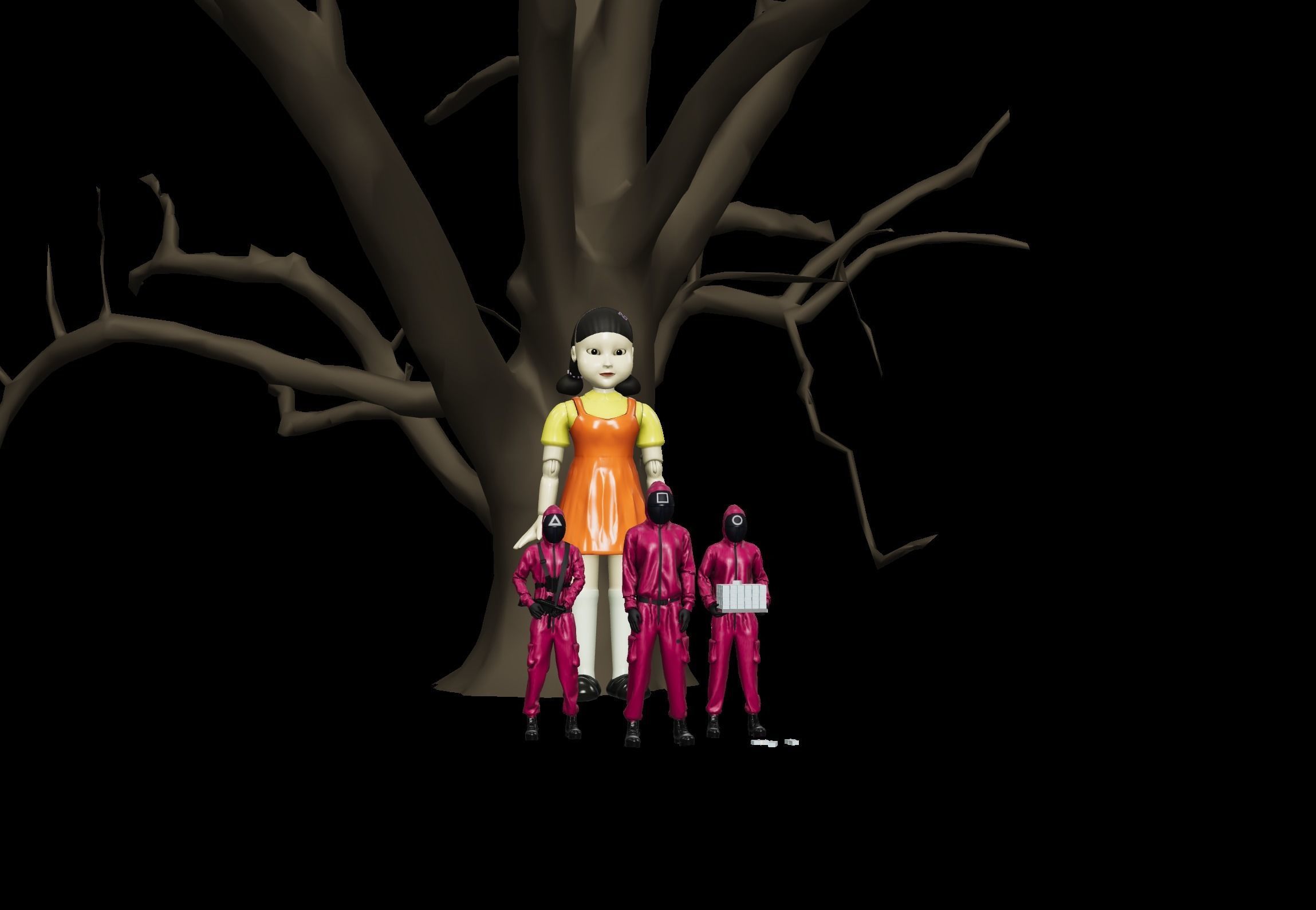 squid game 3D models Doll Surveillance Low-poly 3D model_3