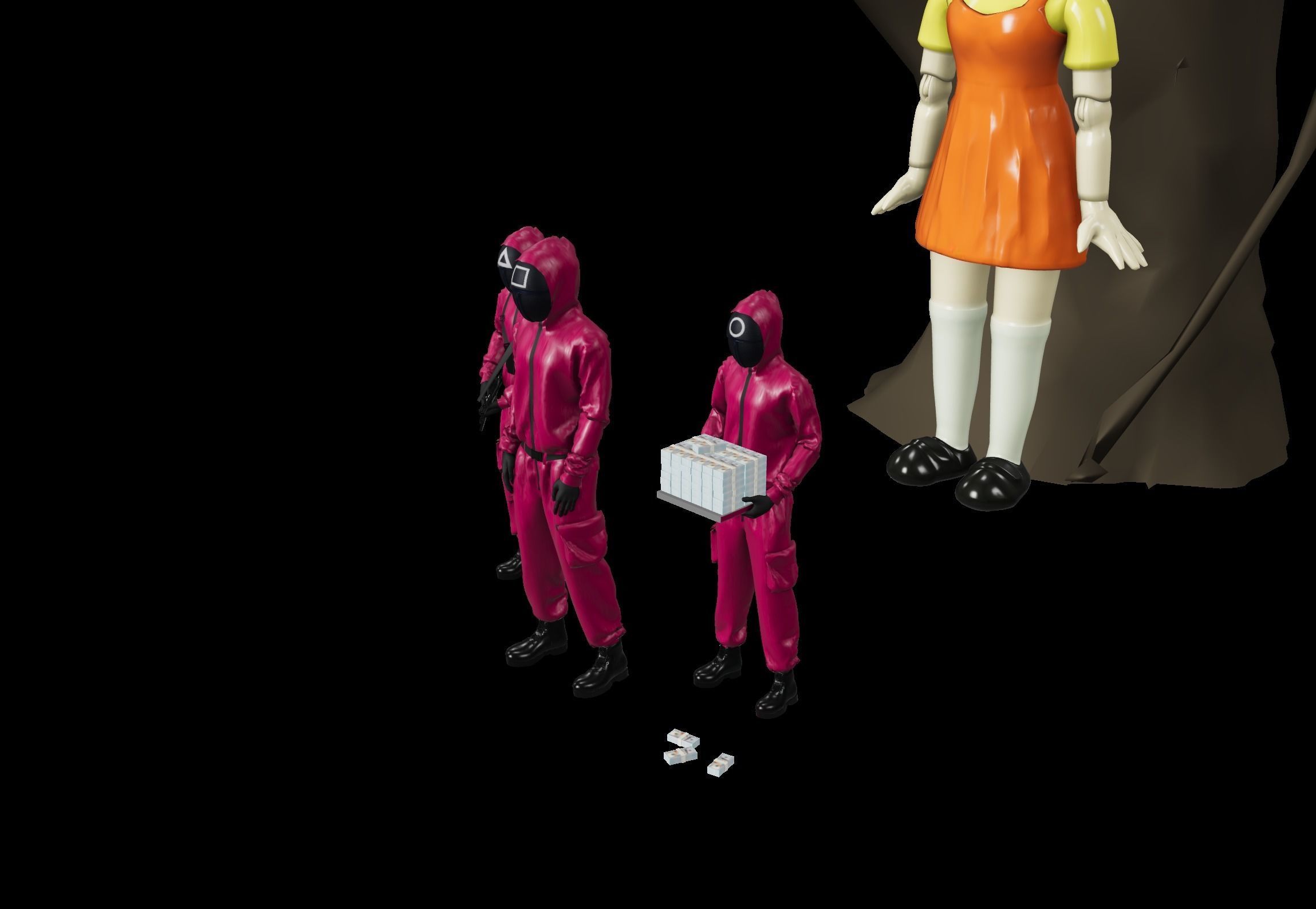 squid game 3D models Doll Surveillance Low-poly 3D model_2