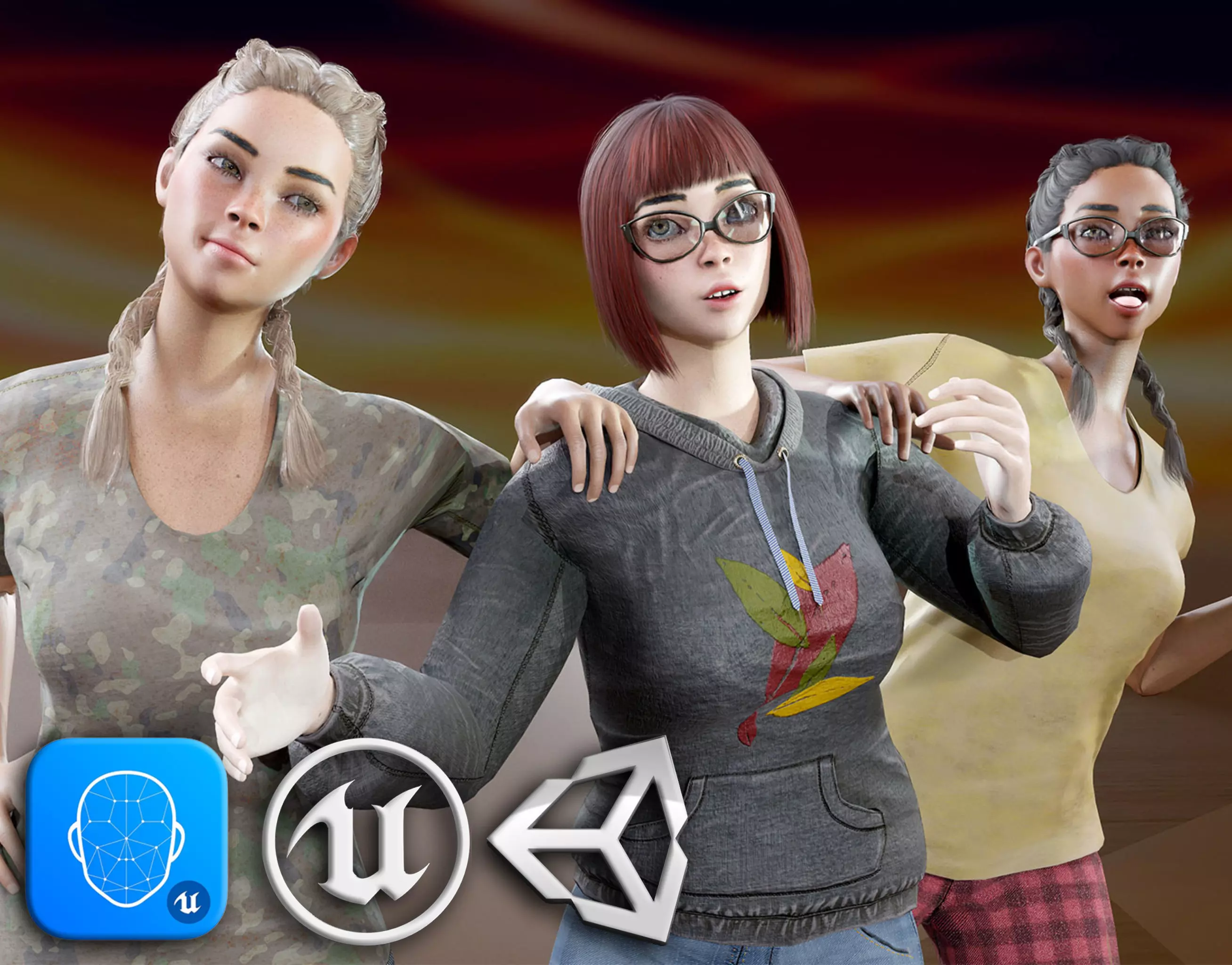 Katie three women Low-poly 3D model_0