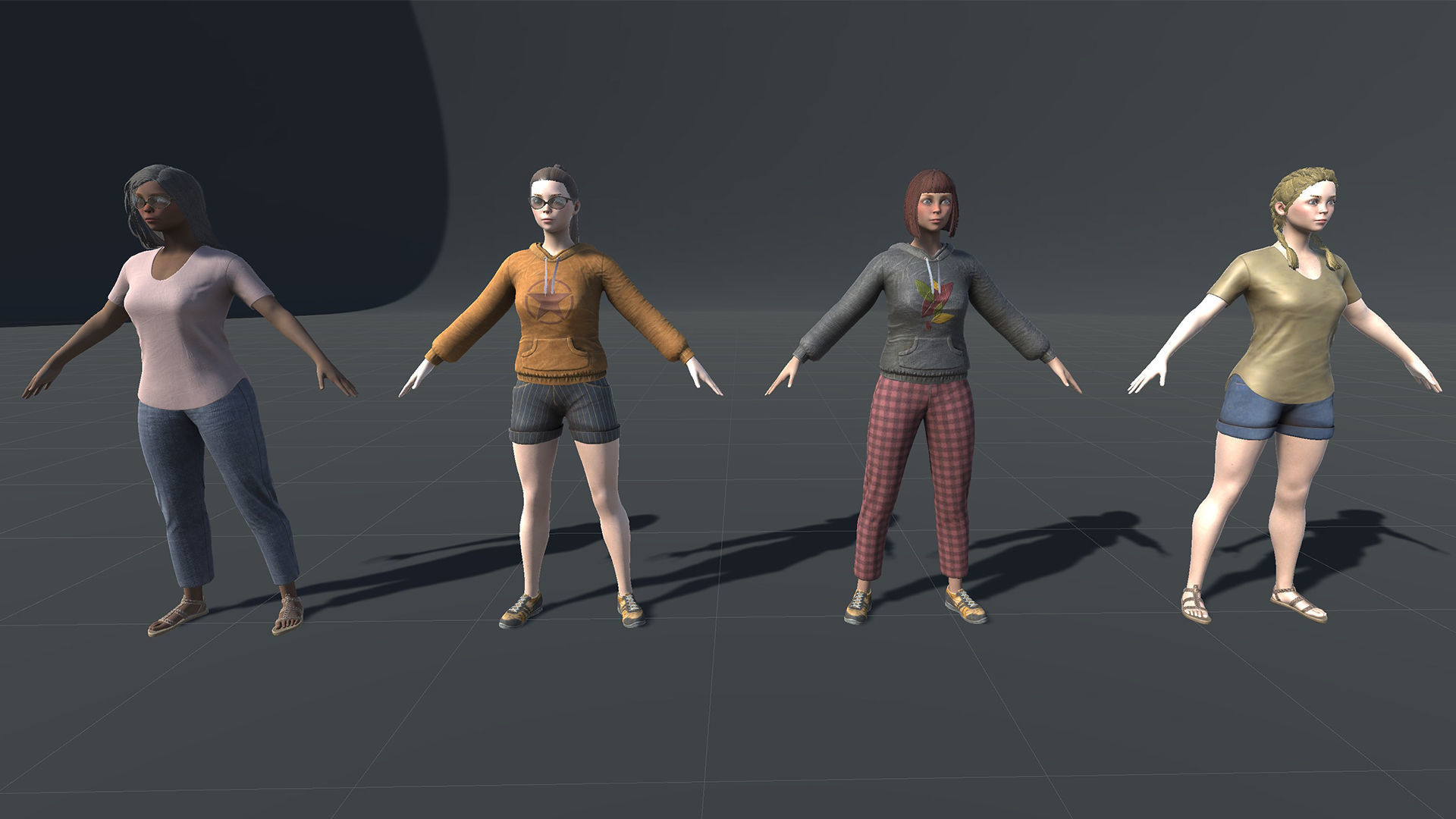 Katie three women Low-poly 3D model_17