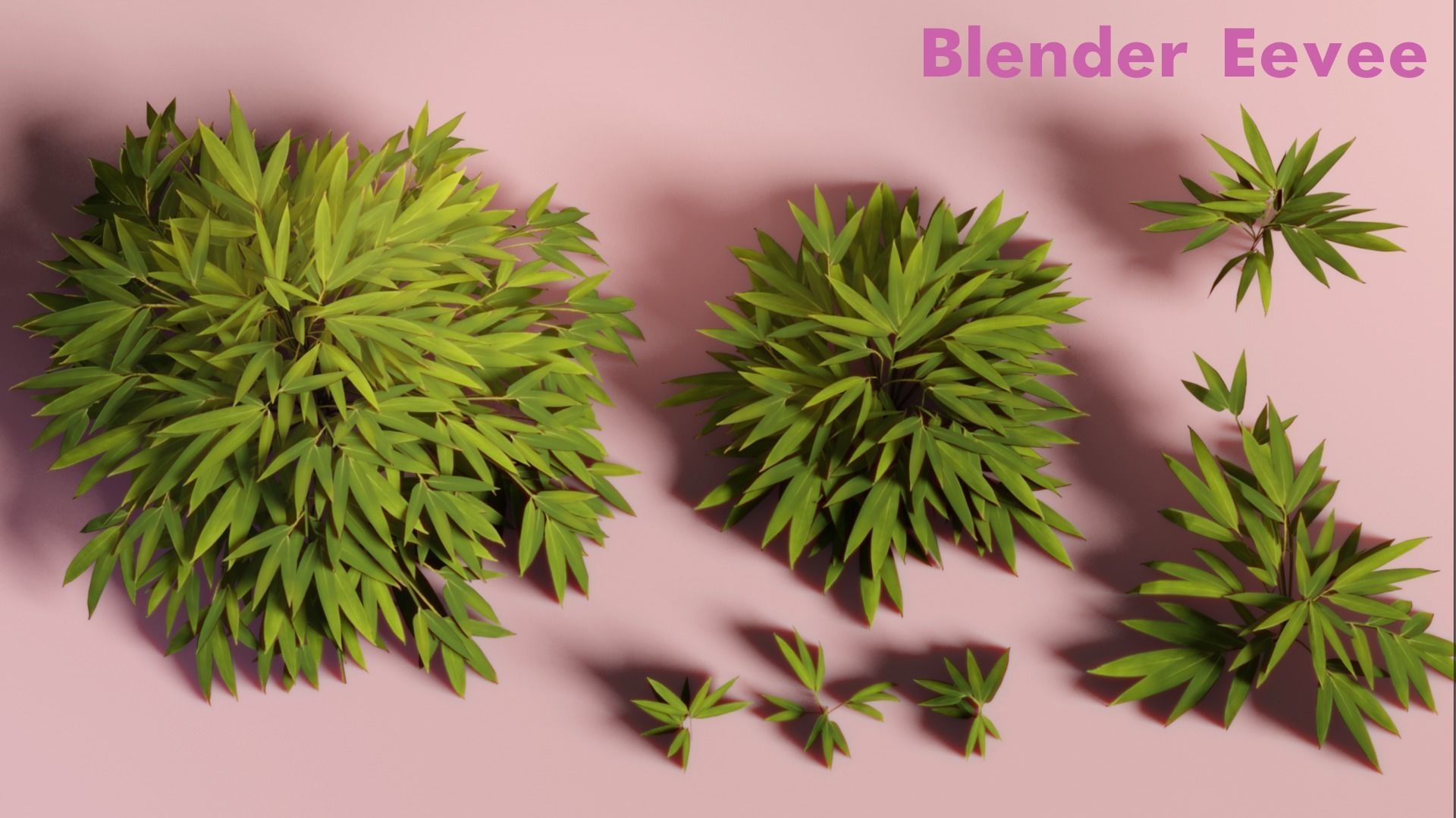 Bamboo Bush Pack Low-poly 3D model_8