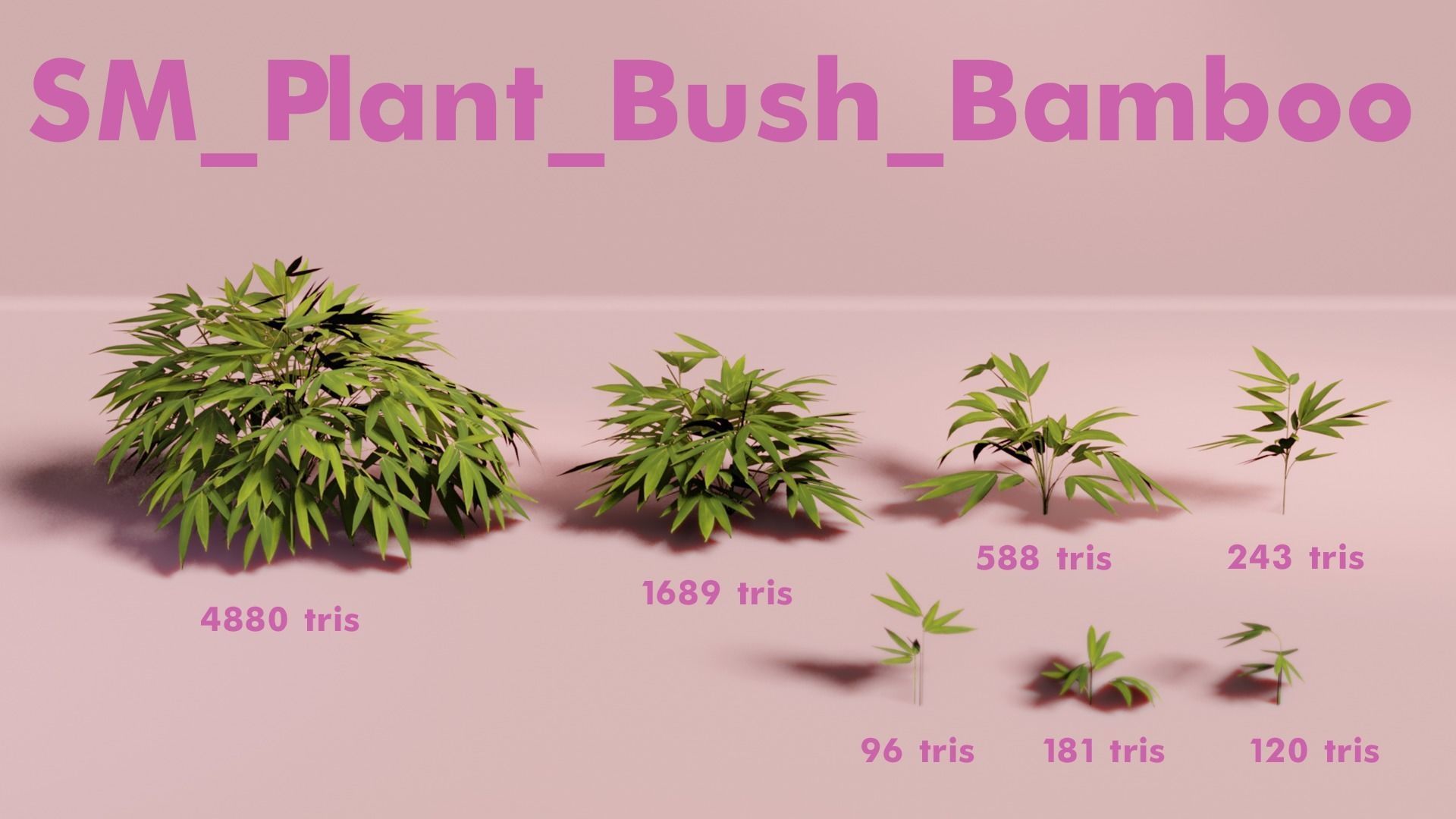 Bamboo Bush Pack Low-poly 3D model_7