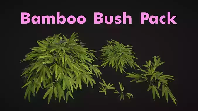 Bamboo Bush Pack Low-poly 3D model
