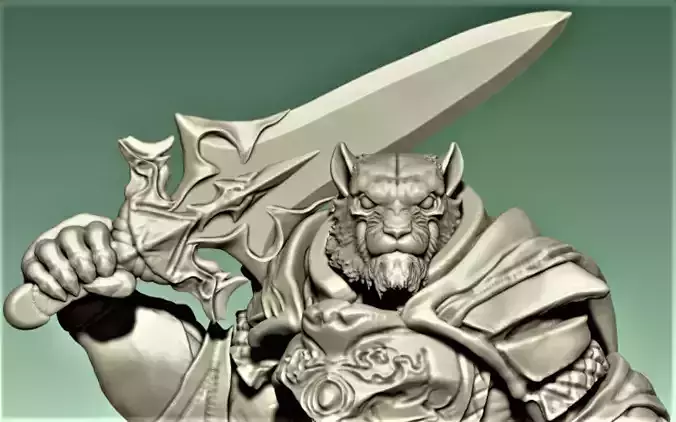 Paladin statue of man holding sword 3D print model