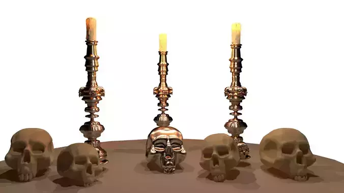 Halloween pack Skull with chandeliers  Low-poly 3D model