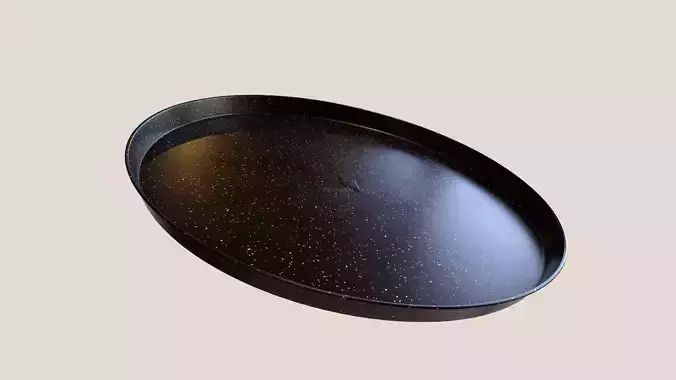 Empty Black Enamel Pan Enameled Steel Kitchenware 4K PBR Low-poly 3D model