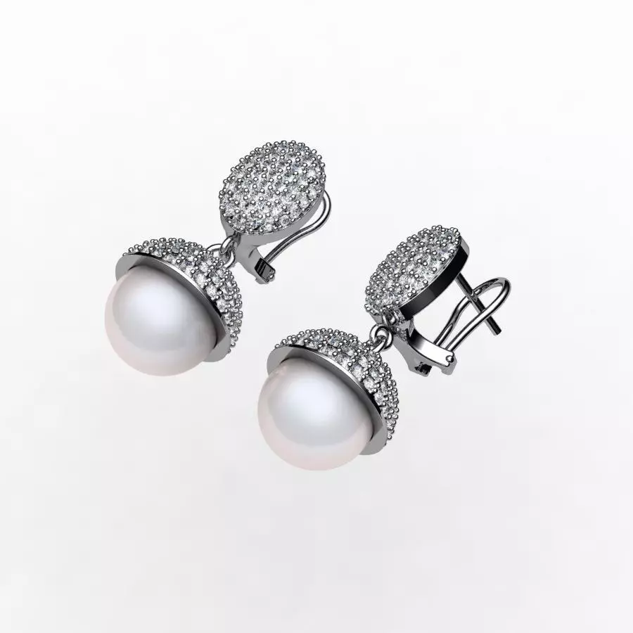 Earrings with pearls ready for 3d print 3D print model_0