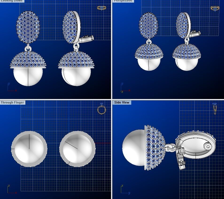 Earrings with pearls ready for 3d print 3D print model_1