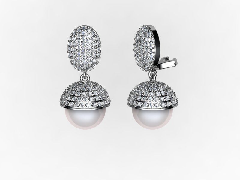 Earrings with pearls ready for 3d print 3D print model_7