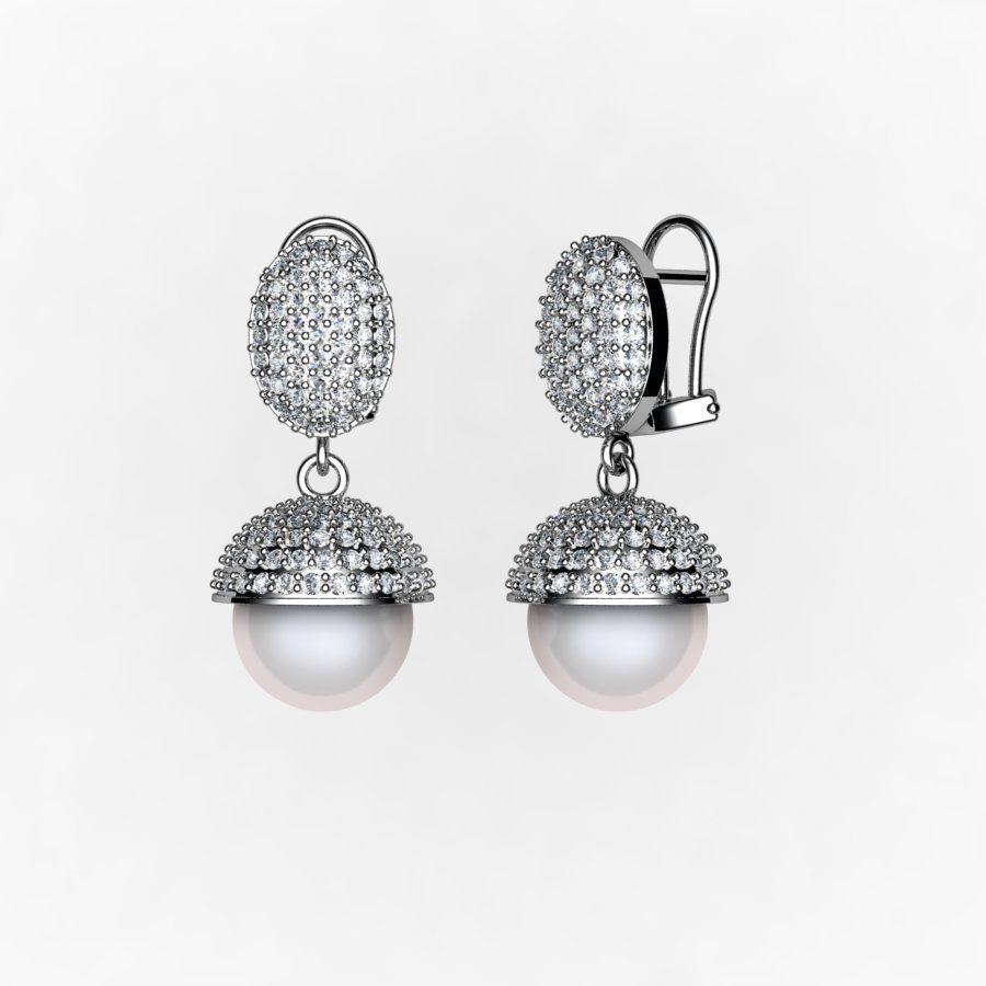 Earrings with pearls ready for 3d print 3D print model_6