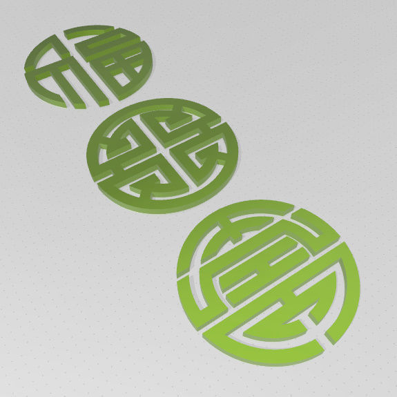 SIMBOLOS FU LU SHOU - SUERTE PROSPERIDAD Y LONGEVIDAD 3D print model_18