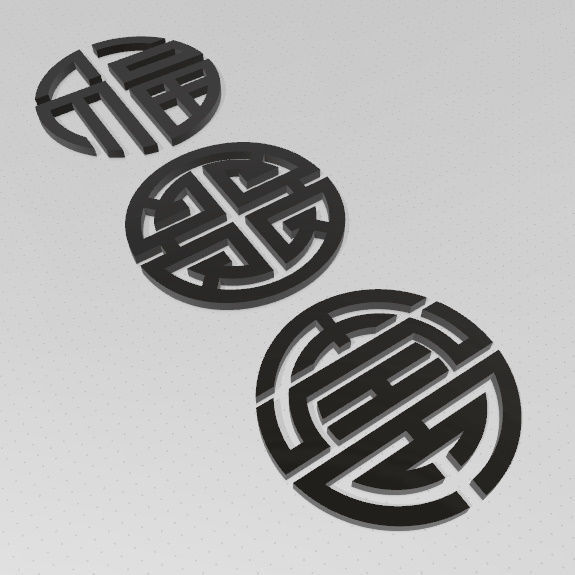 SIMBOLOS FU LU SHOU - SUERTE PROSPERIDAD Y LONGEVIDAD 3D print model_22