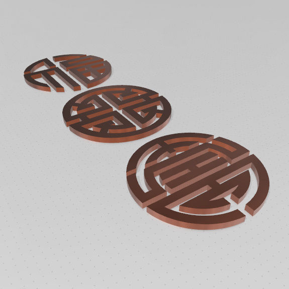 SIMBOLOS FU LU SHOU - SUERTE PROSPERIDAD Y LONGEVIDAD 3D print model_27