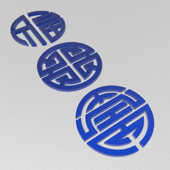 SIMBOLOS FU LU SHOU - SUERTE PROSPERIDAD Y LONGEVIDAD 3D print model_10