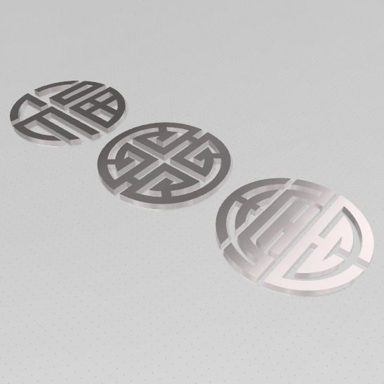 SIMBOLOS FU LU SHOU - SUERTE PROSPERIDAD Y LONGEVIDAD 3D print model_6