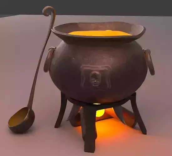 PBR Witch Cauldron Medieval Craft Art Magic Potion  Scene