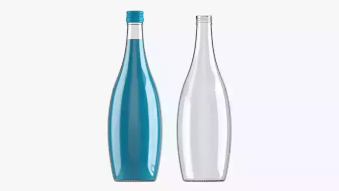 Glass soft drink soda water bottle 02 3D model