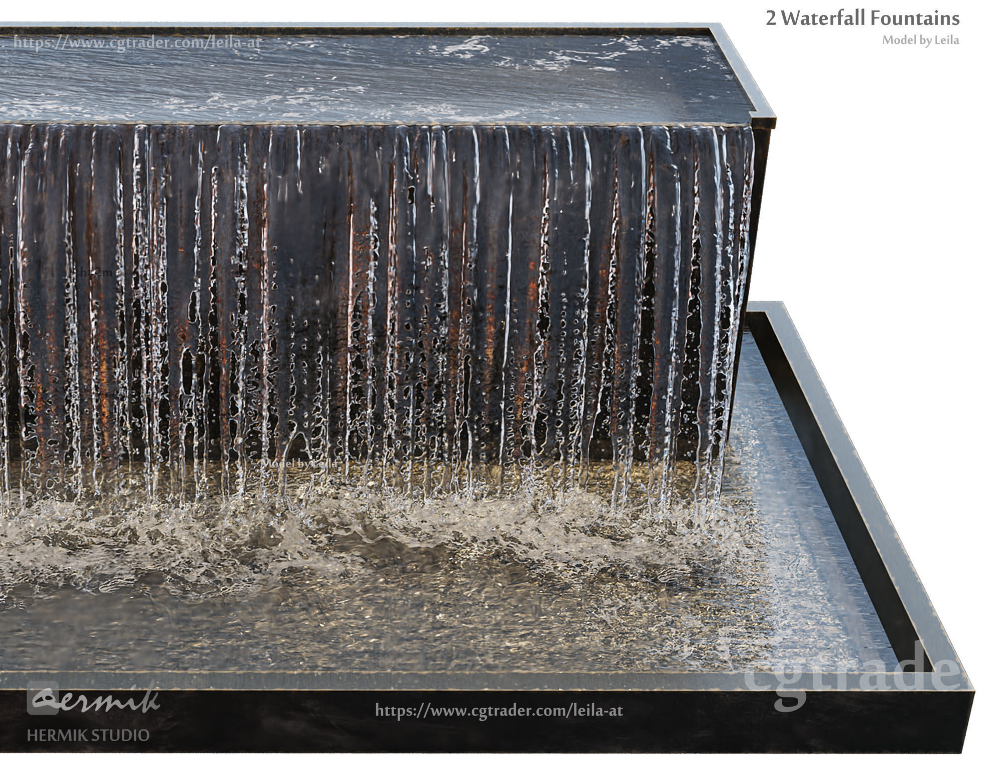 Waterfall fountains Grand Cascade 3D model_2