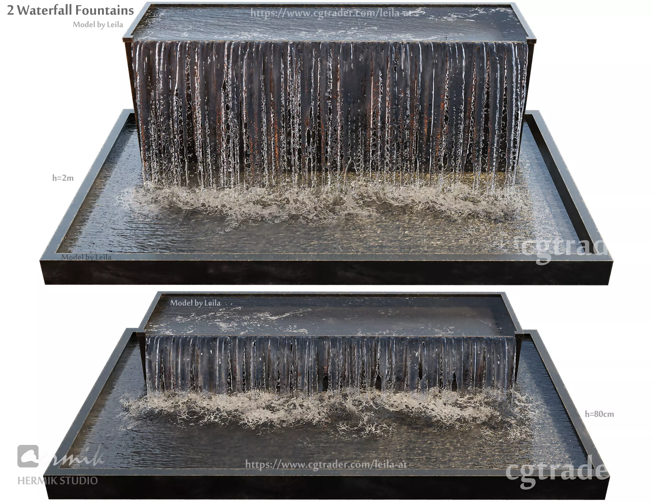 Waterfall fountains Grand Cascade 3D model_0