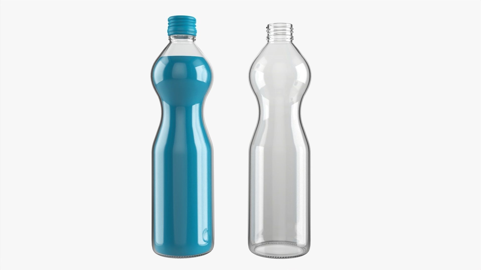 Glass soft drink soda water bottle 06 3D model_1
