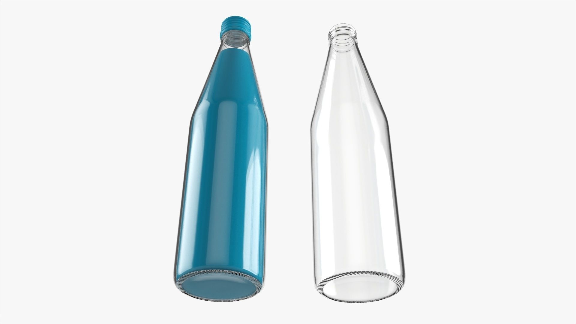 Glass soft drink soda water bottle 09 3D model_2