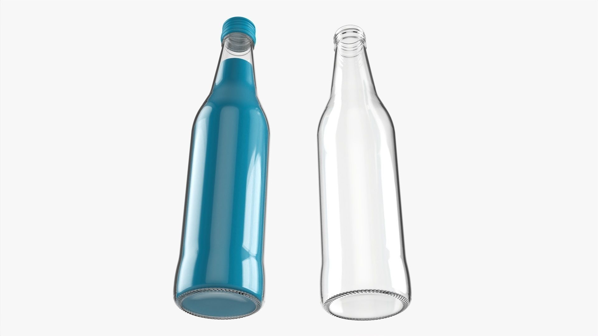 Glass soft drink soda water bottle 10 3D model_2