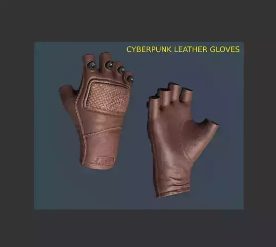  Leather Cyberpunk Gloves  Free 3D model