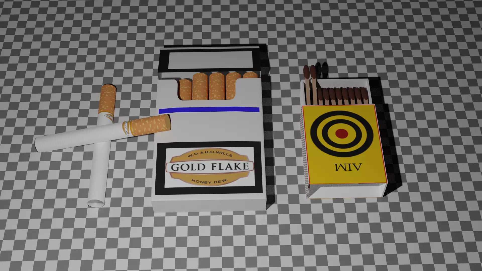 cigarette and matchbox Free low-poly 3D model