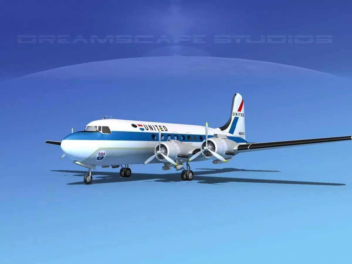 Douglas DC-4 United Airlines 2 3D model