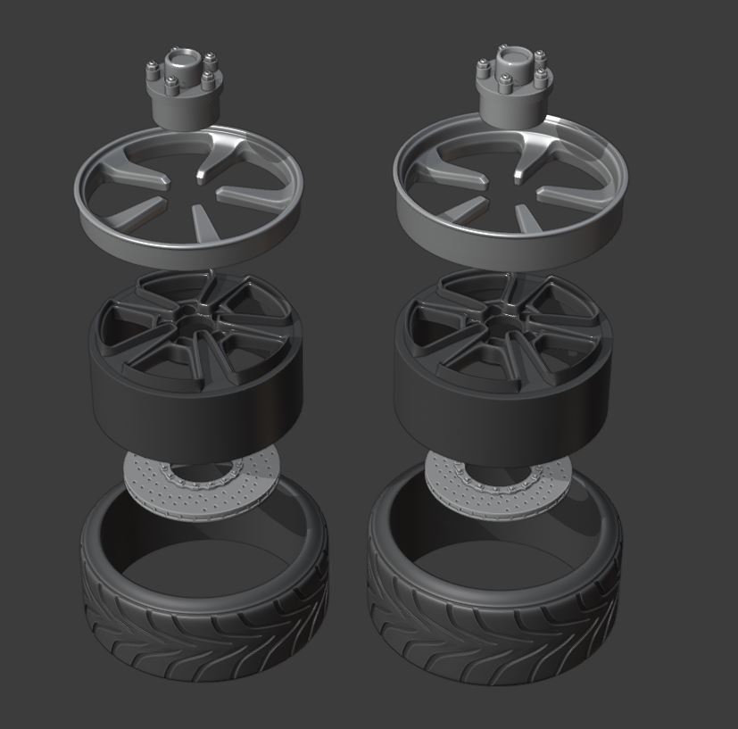 5SPK Muscle Wheel Set front and rear for miniatures 3D model 3D ...