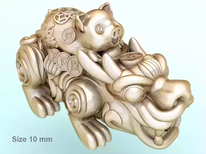 Pixiu pig Bracelet - Unicorn bracelet - Size 10 mm 3D print model