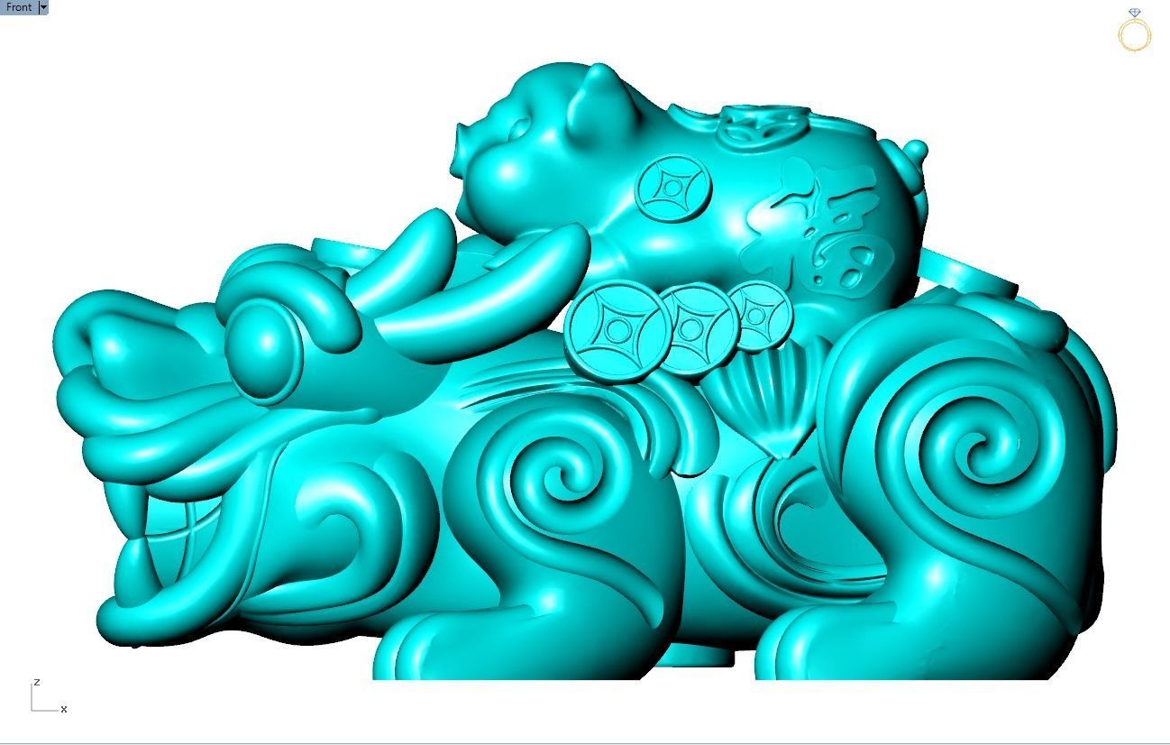 Pixiu pig Bracelet - Unicorn bracelet - Size 20 mm 3D print model_11