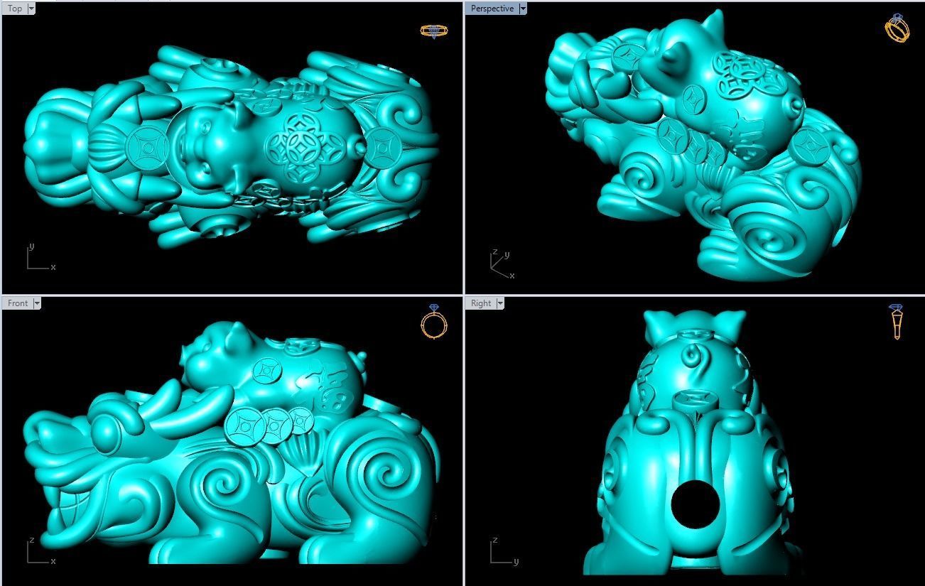 Pixiu pig Bracelet - Unicorn bracelet - Size 20 mm 3D print model_5