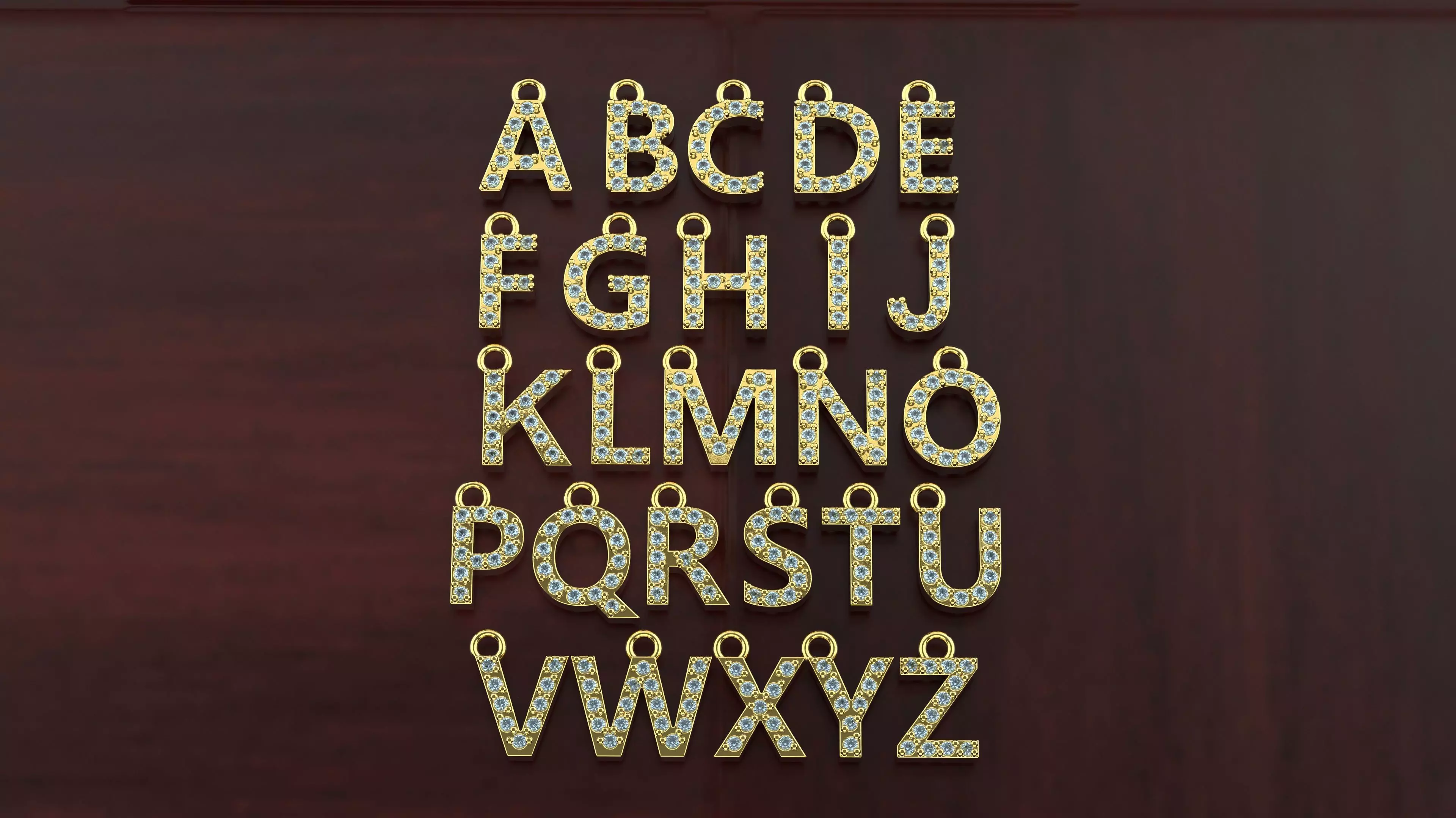 A-Z Diamond Letter Pendant 3D print model