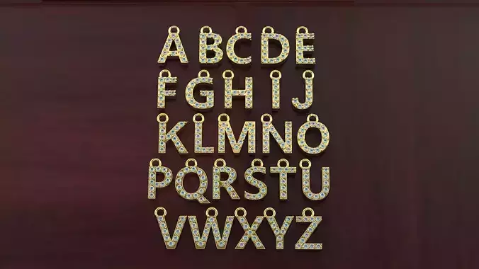 A-Z Diamond Letter Pendant 3D print model