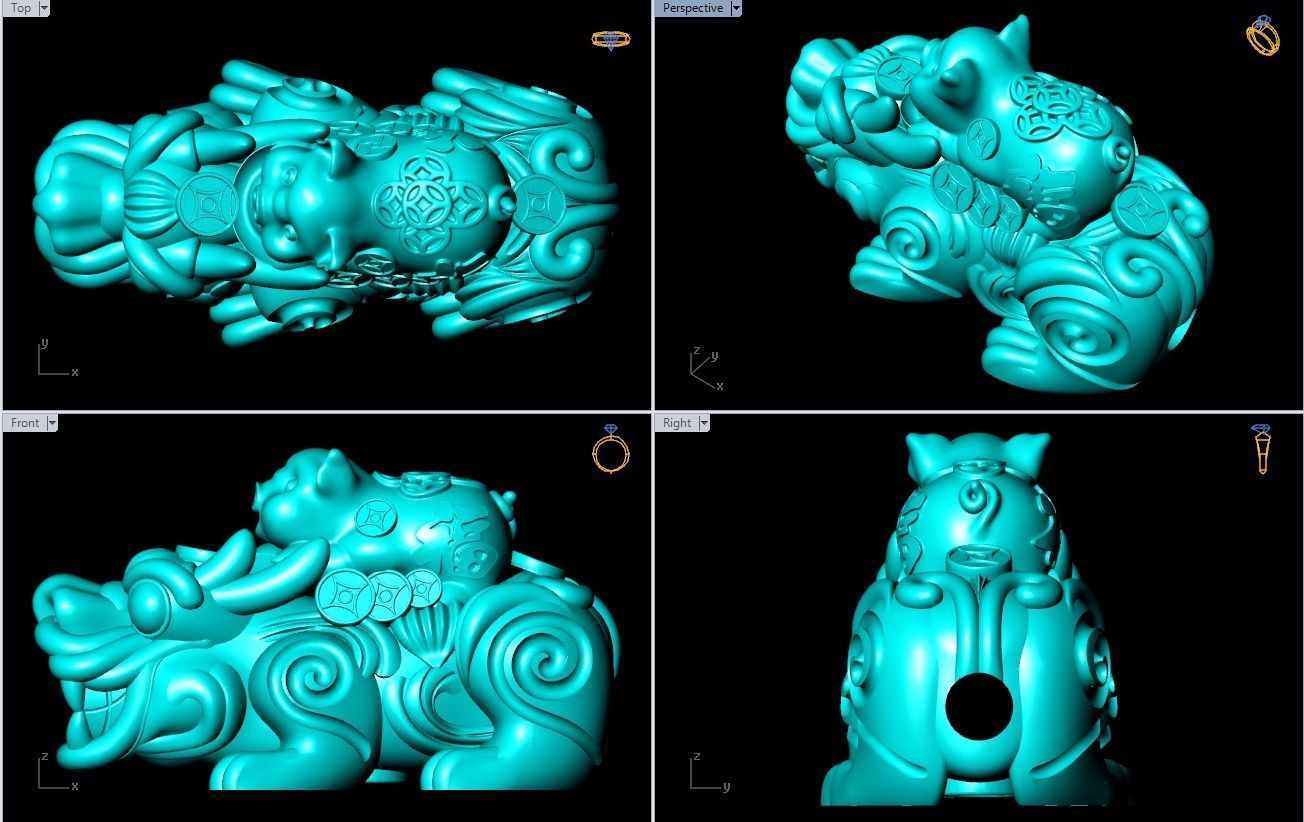 Pixiu pig Bracelet - Unicorn  bracelet - Size 25 mm  3D print model_5