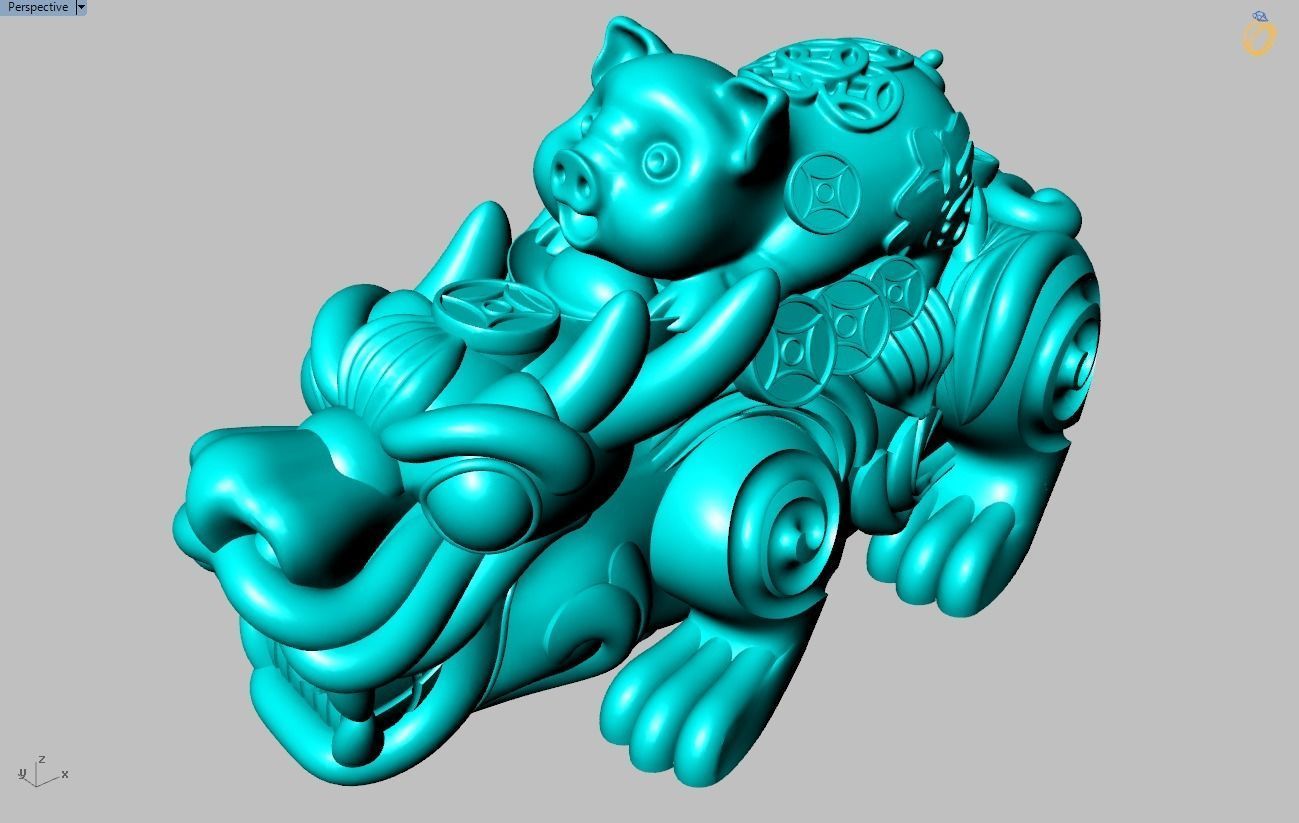 Pixiu pig Bracelet - Unicorn  bracelet - Size 25 mm  3D print model_9