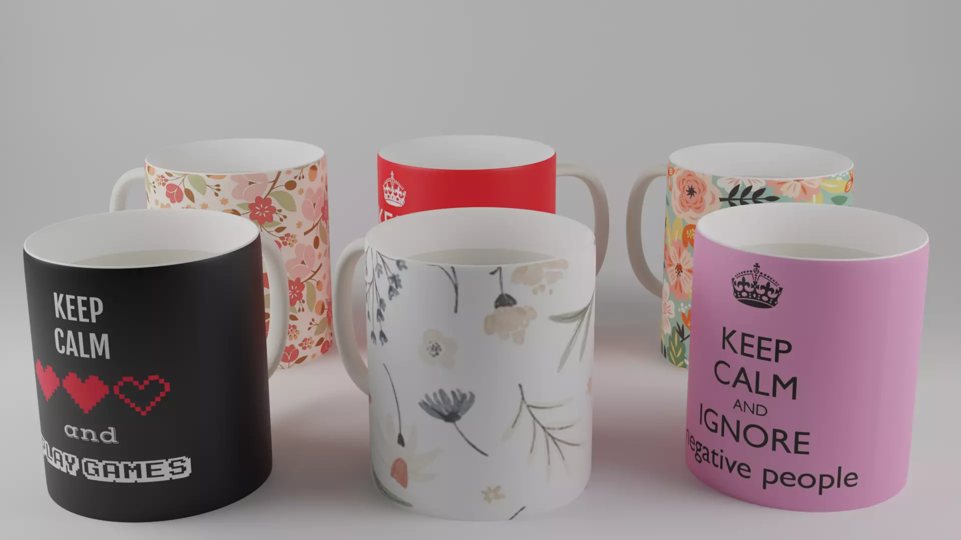 6 Pack of Mugs Free 3D model