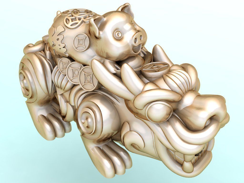 Pixiu pig Bracelet - Unicorn  bracelet - 5 Size 3D Model Collection_2