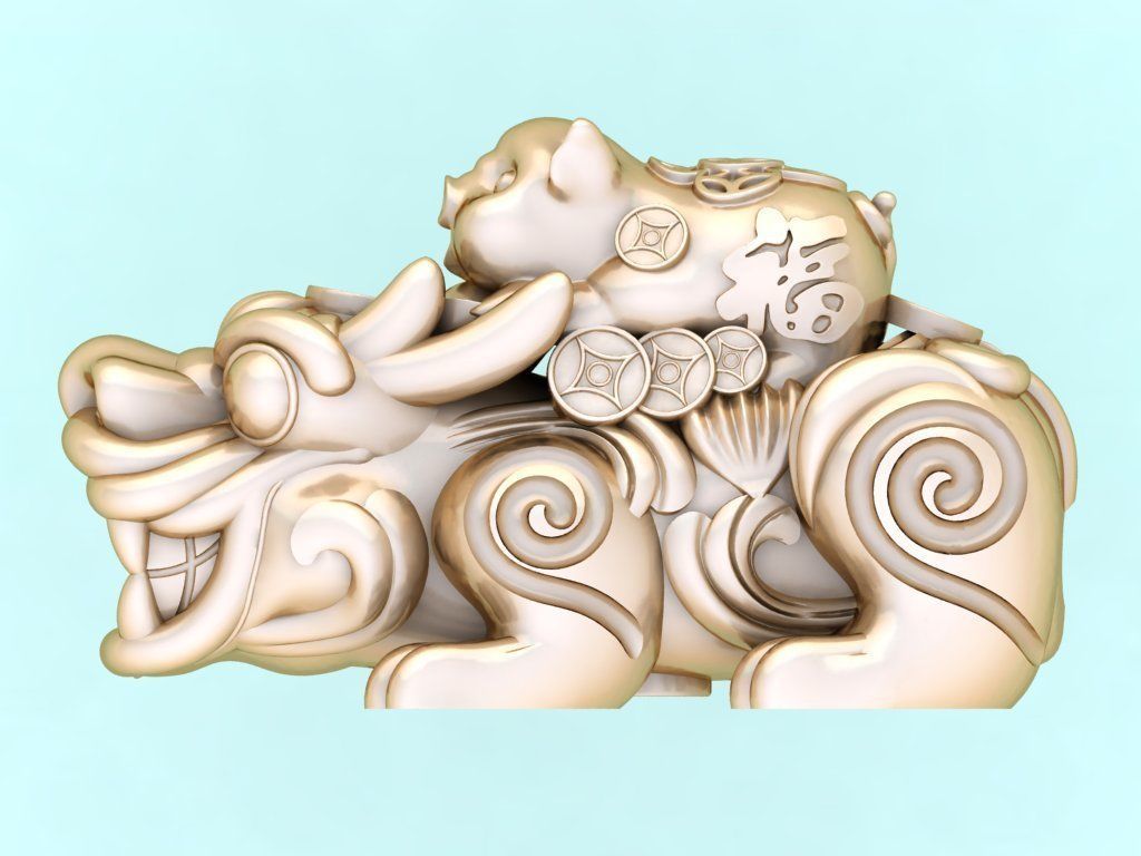 Pixiu pig Bracelet - Unicorn  bracelet - 5 Size 3D Model Collection_4