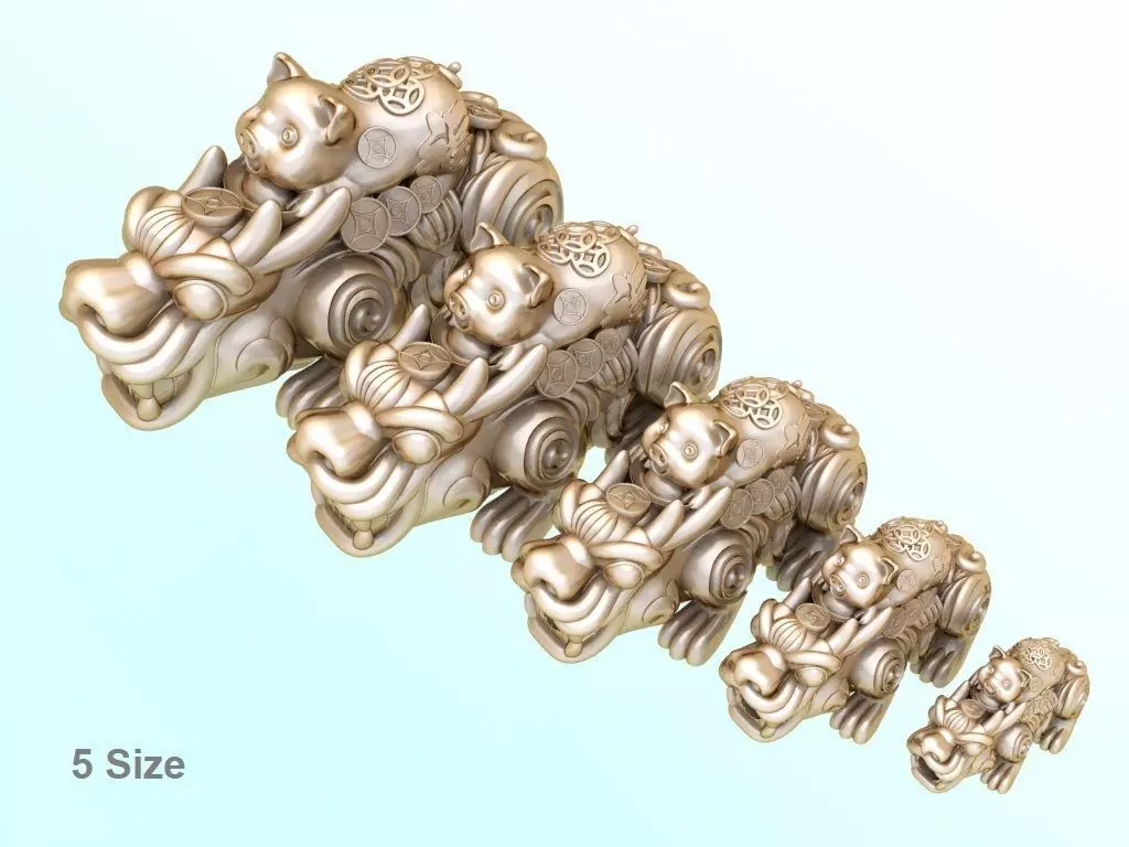 Pixiu pig Bracelet - Unicorn  bracelet - 5 Size 3D Model Collection_0