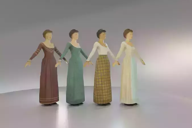 Low Poly Victorian Civilian Woman Low-poly 3D model
