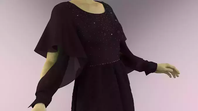 Burgundy Jeweled Evening Dress With Lace