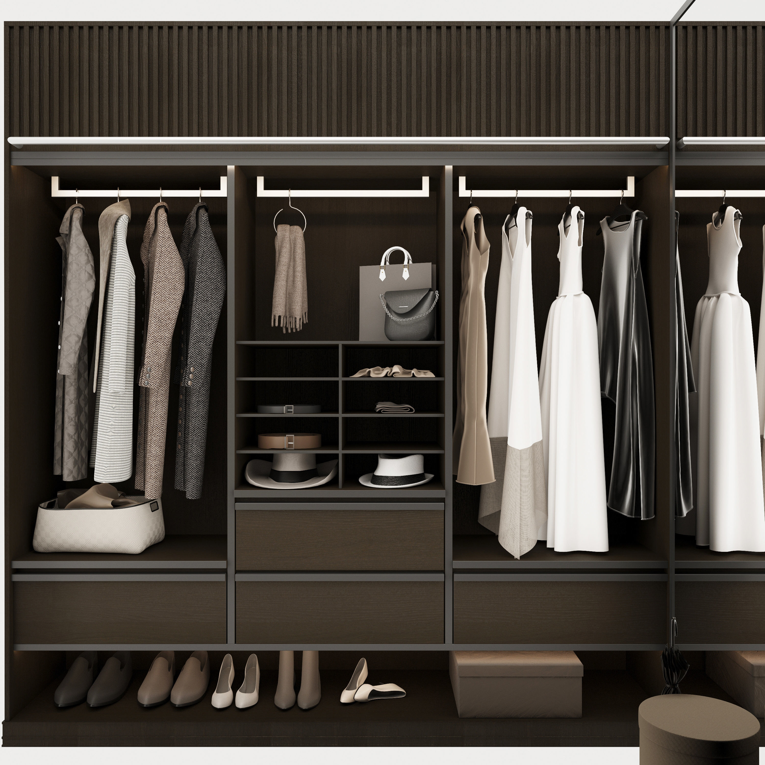 Wardrobe walk in closet design 3D model_3