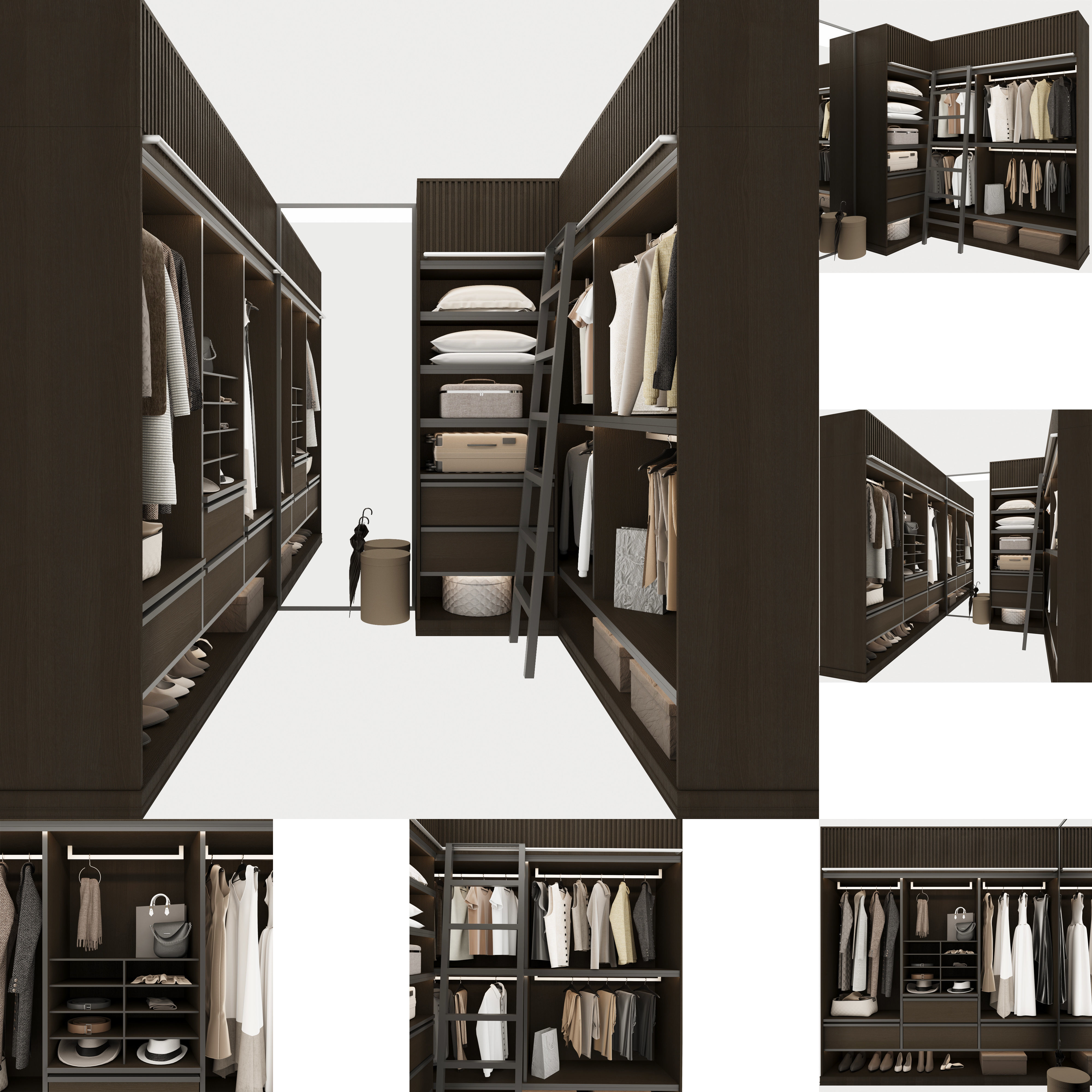 Wardrobe walk in closet design 3D model_9