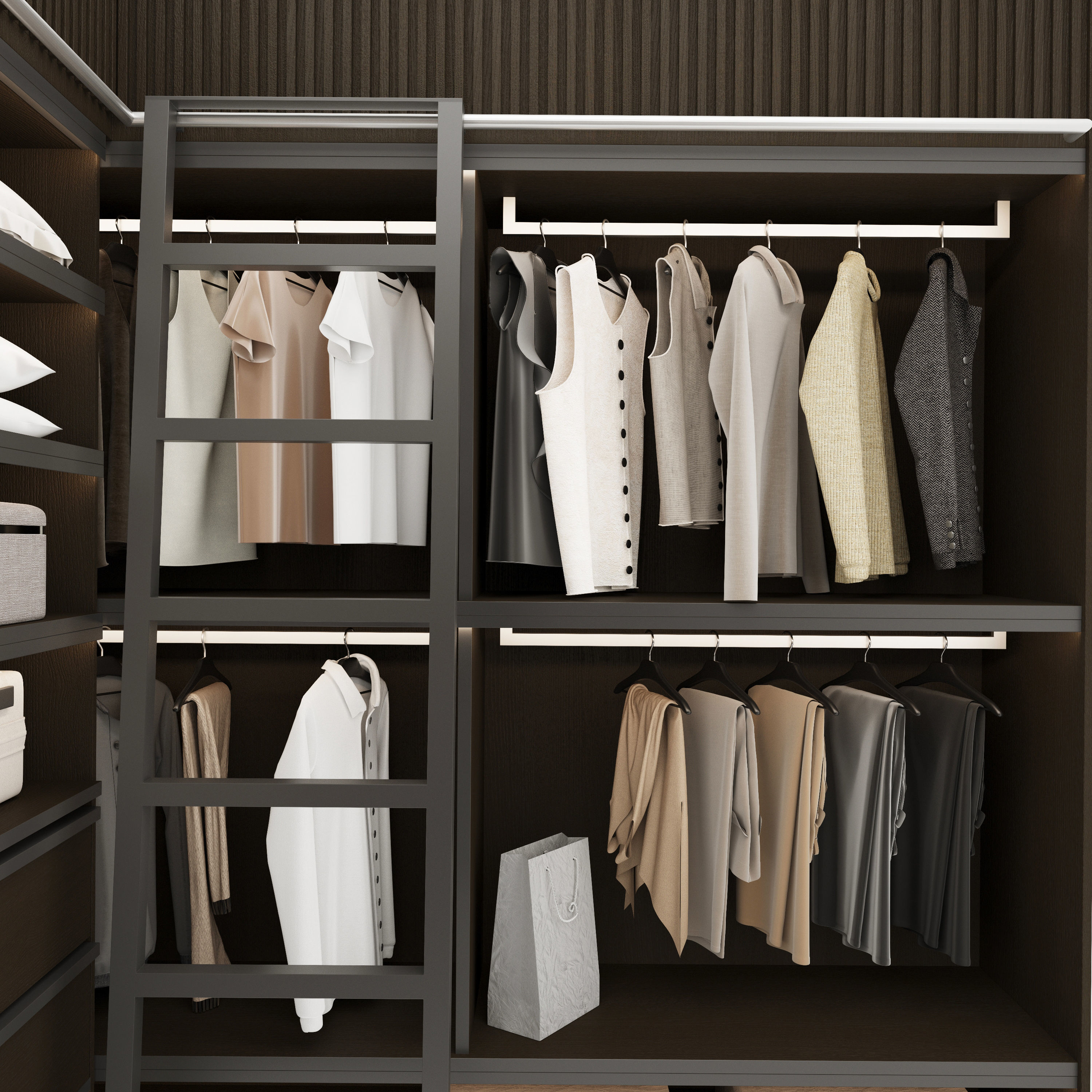 Wardrobe walk in closet design 3D model_7